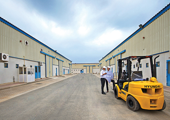 A warehouse alley at the freezone